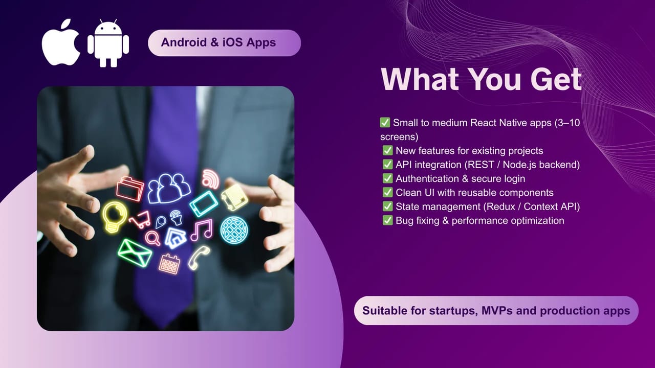 develop mobile app for android and ios app with react native